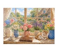 MyPuzzle Cartel para El Jardín «Ramo De Flores En La Ventana, Estilo Rústico» - Premium 1000 Piezas Puzzles - Colección Especial MyPuzzle de Havana Puzzle Company