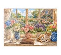 MyPuzzle Cartel para El Jardín «Ramo De Flores En La Ventana, Estilo Rústico» - Premium 200 Piezas Puzzles - Colección Especial MyPuzzle de Havana Puzzle Company