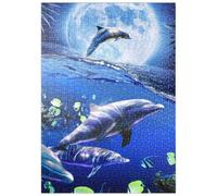 MyPuzzle Delfín A La Luz De La Luna Deslizándose por El Océano Nocturno - Random Galaxy - Premium 500 Piezas Puzzles - Colección Especial MyPuzzle de Tate & Co Puzzles