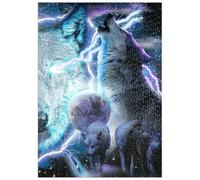 MyPuzzle El Lobo del Rayo Aúlla Bajo La Luna - Galaxia Aleatoria - Premium 500 Piezas Puzzles - Colección Especial MyPuzzle de Tate & Co Puzzles