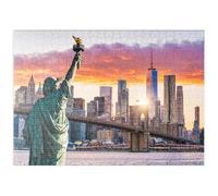MyPuzzle Estatua De La Libertad Y Horizonte De Nueva York Al Atardecer, EE.UU. - Premium 500 Piezas Puzzles - Colección Especial MyPuzzle de Puzzle Galaxy