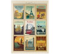 MyPuzzle Europa Viajes, Collage, Póster Vintage - Premium 1000 Piezas Puzzles - Colección Especial MyPuzzle de Anderson Design Group