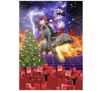 MyPuzzle Gato De Navidad Montado En Dinosaurio, Santa T-Rex - Random Galaxy - Premium 1000 Piezas Puzzles - Colección Especial MyPuzzle de Tate & Co Puzzles