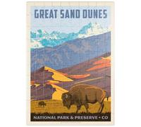 MyPuzzle Great Sand Dunes National Park: Bisonte, Póster De Época - Premium 100 Piezas Puzzles - Colección Especial MyPuzzle de Anderson Design Group