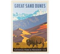 MyPuzzle Great Sand Dunes National Park: Bisonte, Póster De Época - Premium 500 Piezas Puzzles - Colección Especial MyPuzzle de Anderson Design Group