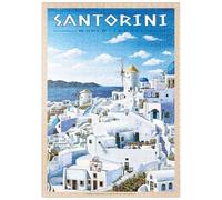MyPuzzle Greece Santorini - In Blue and White, Vintage Travel Poster - Premium 500 Piezas Puzzles - Colección Especial MyPuzzle de Havana Puzzle Company