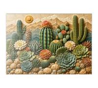 MyPuzzle Jardín De Cactus De Cerámica «Flor» - Premium 100 Piezas Puzzles - Colección Especial MyPuzzle de Havana Puzzle Company