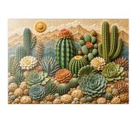 MyPuzzle Jardín De Cactus De Cerámica «Flor» - Premium 1000 Piezas Puzzles - Colección Especial MyPuzzle de Havana Puzzle Company