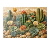 MyPuzzle Jardín De Cactus De Cerámica «Flor» - Premium 500 Piezas Puzzles - Colección Especial MyPuzzle de Havana Puzzle Company