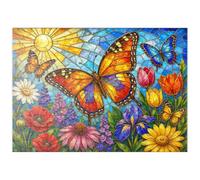 MyPuzzle Jardín De Mariposas De Vidrio De Colores - Premium 100 Piezas Puzzles - Colección Especial MyPuzzle de Havana Puzzle Company