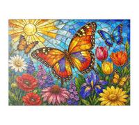 MyPuzzle Jardín De Mariposas De Vidrio De Colores - Premium 500 Piezas Puzzles - Colección Especial MyPuzzle de Havana Puzzle Company