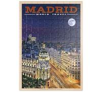 MyPuzzle Madrid, España - Gran Vía De Noche, Cartel De Viaje Vintage - Premium 100 Piezas Puzzles - Colección Especial MyPuzzle de Havana Puzzle Company