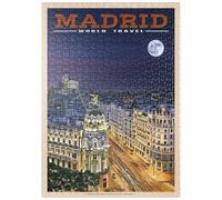 MyPuzzle Madrid, España - Gran Vía De Noche, Cartel De Viaje Vintage - Premium 500 Piezas Puzzles - Colección Especial MyPuzzle de Havana Puzzle Company