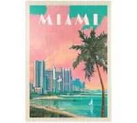 MyPuzzle Miami, FL: South Beach, Vintage Poster - Premium 1000 Piezas Puzzles - Colección Especial MyPuzzle de Anderson Design Group