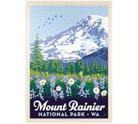 MyPuzzle Mount Rainier National Park: Flores Silvestres, Póster De Época - Premium 1000 Piezas Puzzles - Colección Especial MyPuzzle de Anderson Design Group
