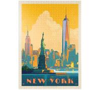 MyPuzzle New York City: Skyline Glow, Vintage Poster - Premium 1000 Piezas Puzzles - Colección Especial MyPuzzle de Anderson Design Group