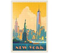 MyPuzzle New York City: Skyline Glow, Vintage Poster - Premium 500 Piezas Puzzles - Colección Especial MyPuzzle de Anderson Design Group