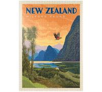 MyPuzzle Nueva Zelanda: Milford Sound, Cartel De Época - Premium 1000 Piezas Puzzles - Colección Especial MyPuzzle de Anderson Design Group