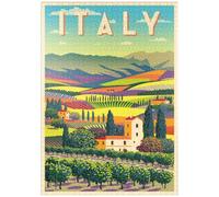 MyPuzzle Paisaje Rural Romántico Italia Art Deco Style Vintage Poster Ilustración - Puzzle Premium 1000 piezas - Colección especial MyPuzzle de Puzzle Galaxy