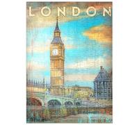 MyPuzzle Póster Retro De Viajes con El Big Ben De Londres De Época - Premium 200 Piezas Puzzles - Colección Especial MyPuzzle de Puzzle Galaxy