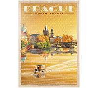 MyPuzzle Praga, Puente De Carlos - Vista De La Ciudad Vieja Al Atardecer - Premium 1000 Piezas Puzzles - Colección Especial MyPuzzle de Havana Puzzle Company
