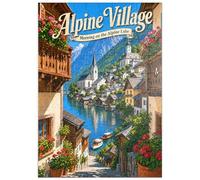 MyPuzzle Pueblo Alpino Junto Al Lago - Ambiente Matinal - Premium 100 Piezas Puzzles - Colección Especial MyPuzzle de Havana Puzzle Company