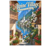 MyPuzzle Pueblo Alpino Junto Al Lago - Ambiente Matinal - Premium 500 Piezas Puzzles - Colección Especial MyPuzzle de Havana Puzzle Company