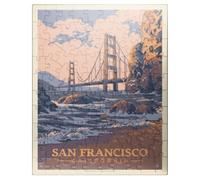 MyPuzzle San Francisco, CA: Golden Gate-Water's Edge, póster vintage, rompecabezas premium de 100 piezas para adultos