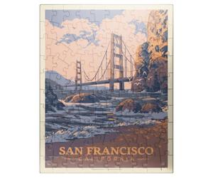 MyPuzzle San Francisco, CA: Golden Gate-Water's Edge, póster vintage, rompecabezas premium de 100 piezas para adultos