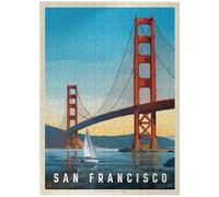MyPuzzle San Francisco: Under The Golden Gate, póster vintage, rompecabezas premium de 300 piezas para adultos