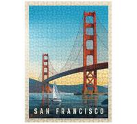 MyPuzzle San Francisco: Under The Golden Gate, póster vintage, rompecabezas premium de 500 piezas para adultos
