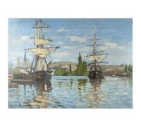 MyPuzzle Ships Riding On The Seine At Rouen 1872-1873 por Claude Monet - Rompecabezas premium de 1000 piezas para adultos