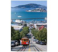 MyPuzzle Teleférico con Fisherman's Wharf Y La Isla De Alcatraz, San Francisco, California, EE.UU. - Premium 1000 Piezas Puzzles - Colección Especial MyPuzzle de Puzzle Galaxy