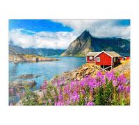 MyPuzzle Típicas Casas Rojas De Pescadores En Un Puerto De Lofoten, Noruega - Premium 100 Piezas Puzzles - Colección Especial MyPuzzle de Puzzle Galaxy