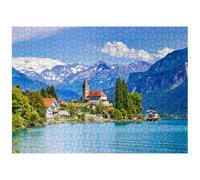 MyPuzzle Town of Brienz On Lake Brienz Cerca de Interlaken, Suiza, rompecabezas premium de 500 piezas para adultos