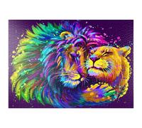 MyPuzzle Un Artístico León De Colores Neón Abraza A Una Leona En Estilo Pop Art - Premium 1000 Piezas Puzzles - Colección Especial MyPuzzle de Puzzle Galaxy