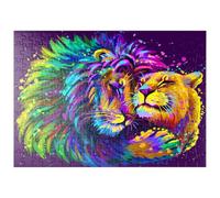 MyPuzzle Un Artístico León De Colores Neón Abraza A Una Leona En Estilo Pop Art - Premium 200 Piezas Puzzles - Colección Especial MyPuzzle de Puzzle Galaxy