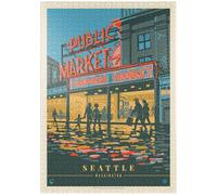 MyPuzzle USA-Seattle, WA: Morning At The Market, Vintage Poster - Premium 1000 Piezas Puzzles - Colección Especial MyPuzzle de Anderson Design Group