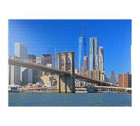 MyPuzzle Vista del Puente De Brooklyn con El One World Trade Center, Manhattan, Nueva York, EE.UU. - Premium 1000 Piezas Puzzles - Colección Especial MyPuzzle de Puzzle Galaxy