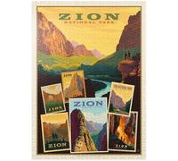 MyPuzzle Zion National Park: impresión de collage, póster vintage, rompecabezas premium de 1000 piezas para adultos
