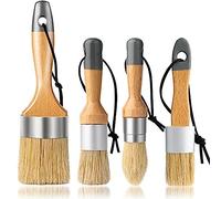 Myqqhbs 4 pinceles de tiza y para muebles, pequeños pinceles ovalados redondos con cerdas naturales para pintar o encerar