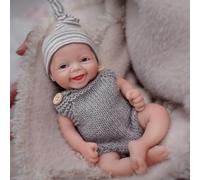 MYREBABY 7 Pulgadas Mini Silicona Bebé, Reborn Baby Dolls Silicona Cuerpo Completo Realista Recién Nacido Muñeca Bebé Real Life Miniatura Muñeca Bebé