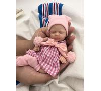 MYREBABY Mini muñeca grande de bebé de 7 pulgadas de silicona de cuerpo completo, piel suave, realista, muñeca recién nacida con accesorios de alimentación