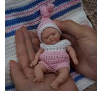 MYREBABY Mini muñecas de bebé recién nacido de 4.5 pulgadas, de silicona Baby Girl Dora, pequeñas muñecas realistas, alivio del estrés de cuerpo