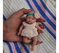 MYREBABY Mini muñecas de bebé recién nacido de 4.5 pulgadas, muñeca de silicona bebé Anne, mini muñecas realistas de bebé recién nacido, cuerpo completo de silicona con accesorios de alimentación, 2