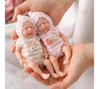 MYREBABY Mini muñecas gemelas de silicona de 6 pulgadas con ropa y accesorios de alimentación, muñecas Reborn realistas, niñas y niños