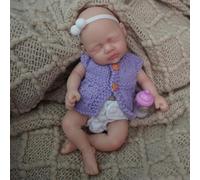 MYREBABY Muñeca de bebé Reborn de 7 pulgadas, muñeca de silicona Dora, mini muñecas realistas de bebé recién nacido, cuerpo completo de silicona con accesorios de alimentación y caja de regalo