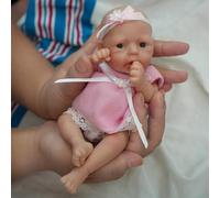 MYREBABY Muñeca de bebé Reborn, muñeca de silicona de 7 pulgadas para niña Jenny, mini muñecas realistas de silicona de cuerpo completo con accesorios de alimentación y caja de regalo