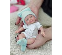 MYREBABY Muñeca de bebé recién nacida de 7 pulgadas, muñeca de silicona Leah, mini muñecas realistas de bebé recién nacido, cuerpo completo de silicona con accesorios de alimentación y caja de regalo