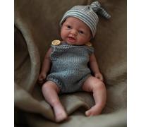 MYREBABY - Muñeca de silicona de cuerpo completo con micro preemie de 7 pulgadas, Justin realista, mini muñeca renacida, Surprice para niños, antiestrés, niño